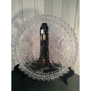 Riccardo Serving tray vintage lead crystal w/ pastel accent lattice pattern